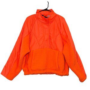 Free People Bright Orange Puffer Pullover Jacket
